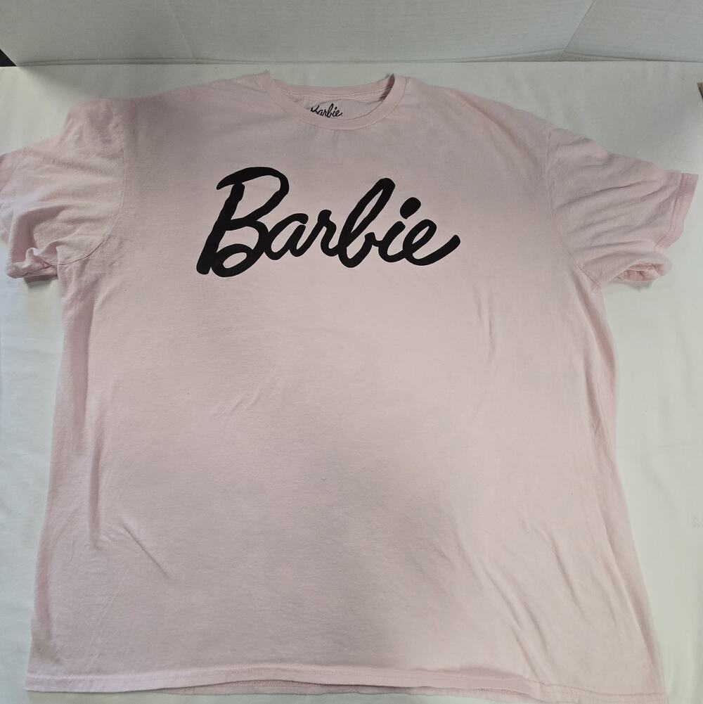 Barbie Womens Classic Barbie Logo Unisex Fit Pink Shirt XXLarge